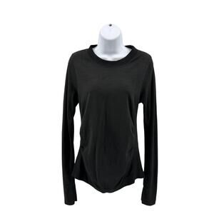 Athleta Top Black WMNS Sz L Stretch Pullover Crewneck Long Sleeve Activewear